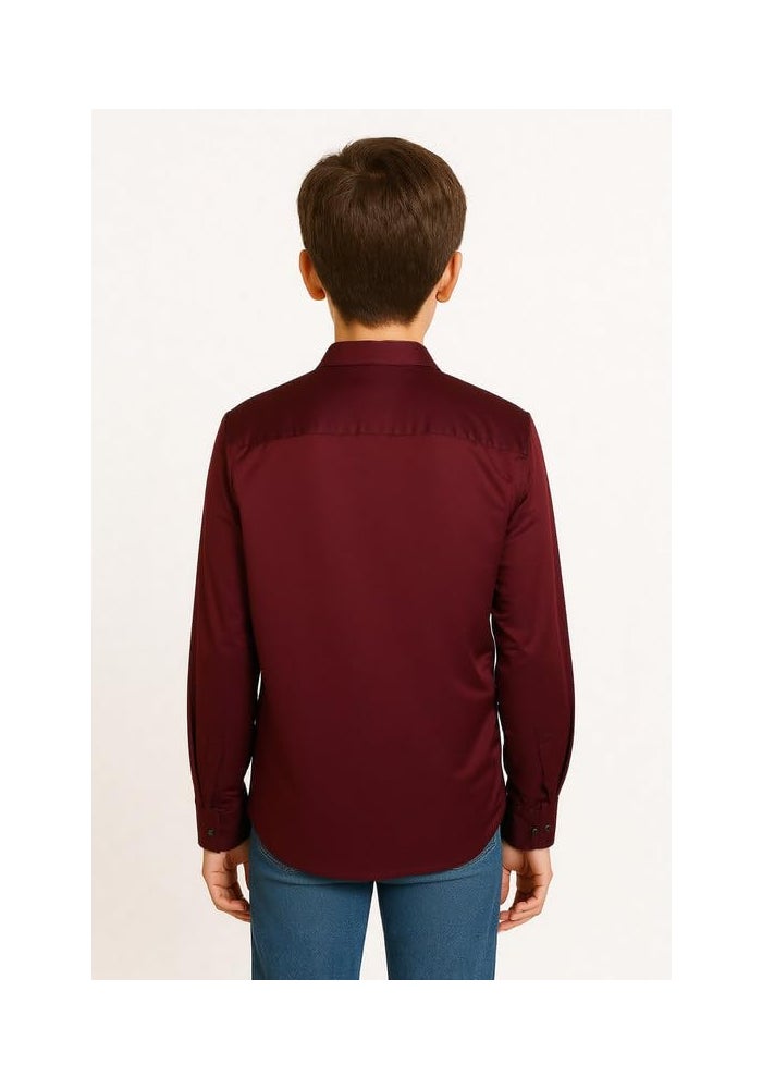 CHARCHIT Boys Regular Fit Plain Full Sleeve Shirt - Image 2